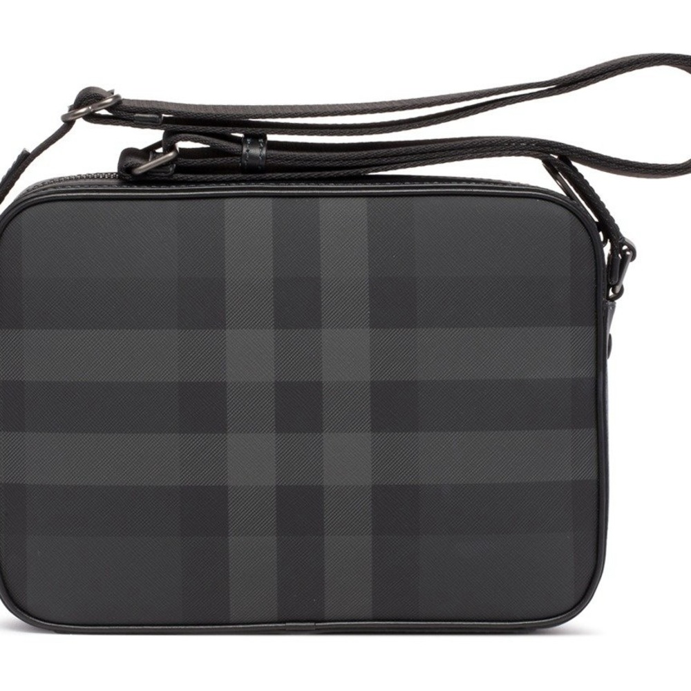 Burberry Logo Plaque Checked Messenger Bag